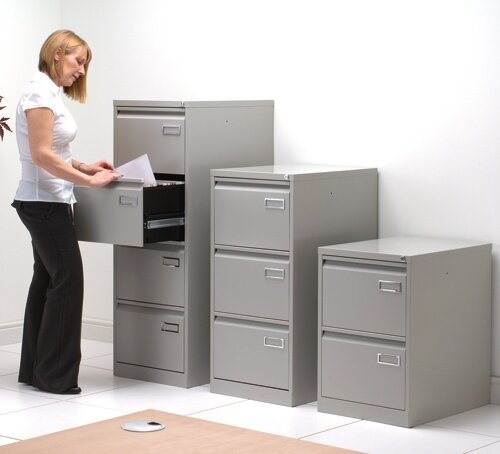 2-Drawer Filing Cabinet Goose Grey Bisley PSF 40kg Capacity Height 711mm -  Hunt Office UK